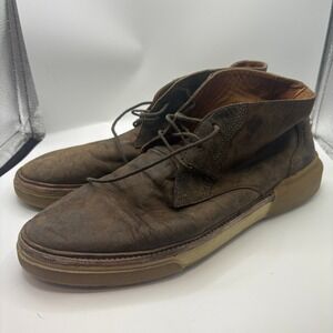 Lucchese Brown Leather Chukka Boots Mens 10 M Lace Up Casual Ankle Boots 21303